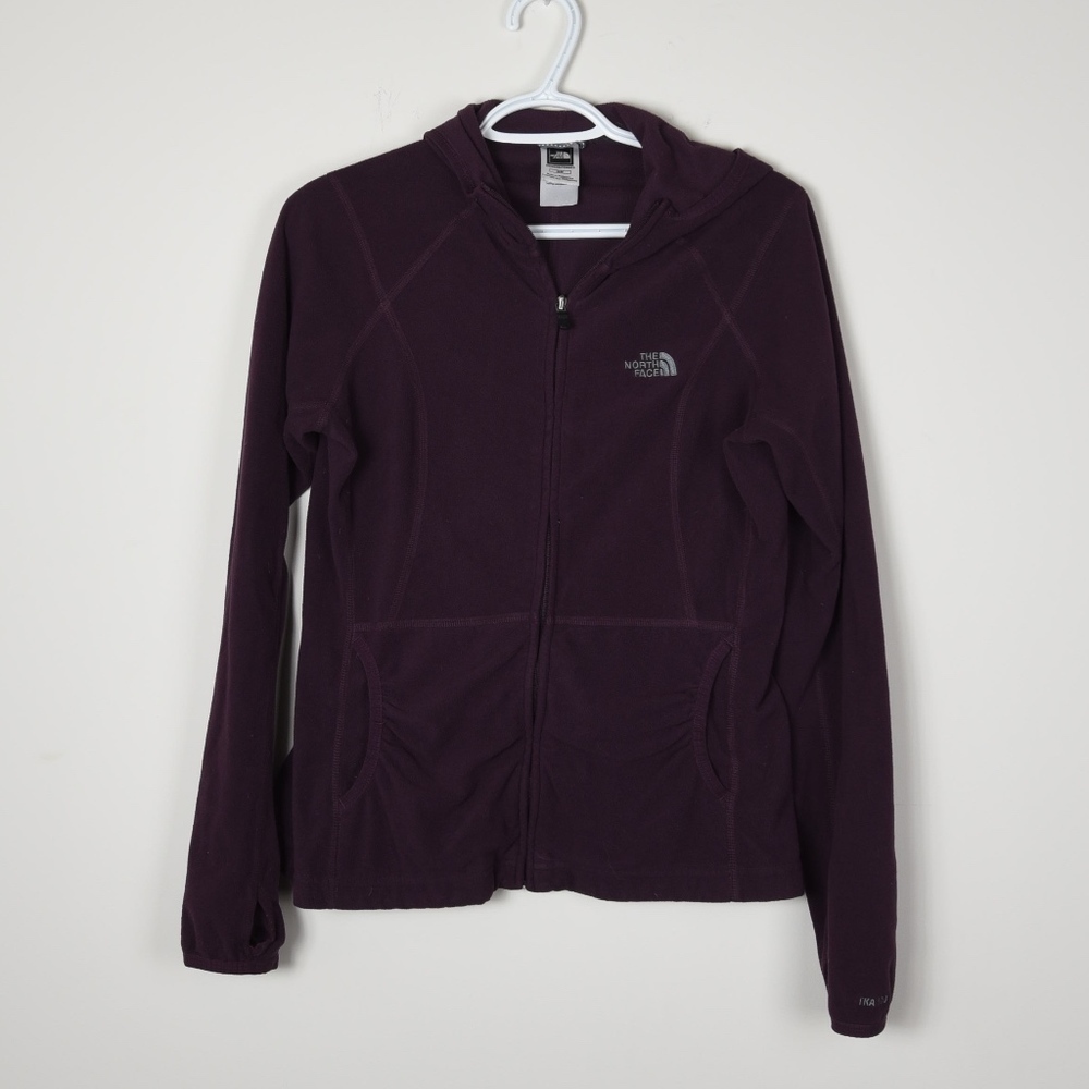 North Face Purple Fleece Zip up Sweater Ruched M